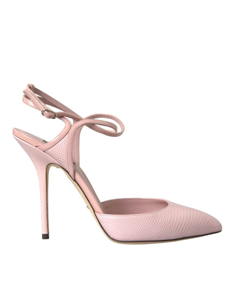 Dolce & Gabbana Pink Leather Ankle Strap Heels Pumps Shoes - Hilstor