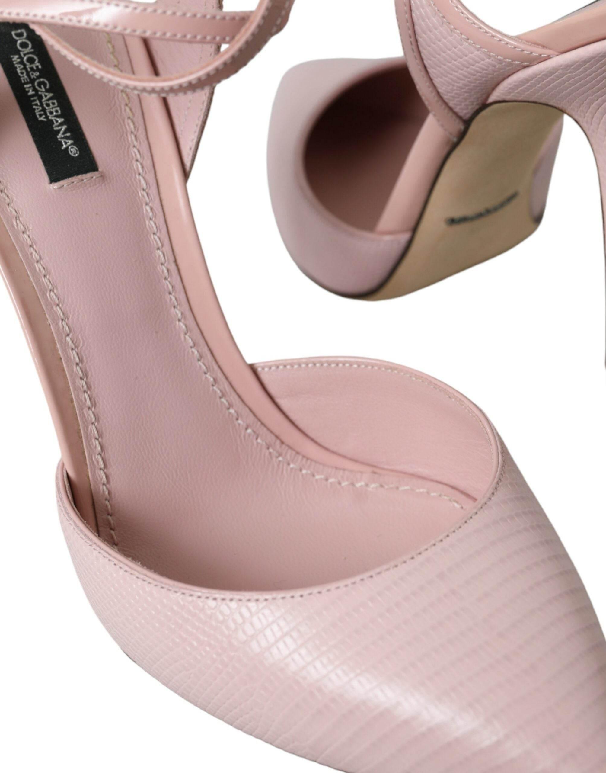 Dolce & Gabbana Pink Leather Ankle Strap Heels Pumps Shoes - Hilstor