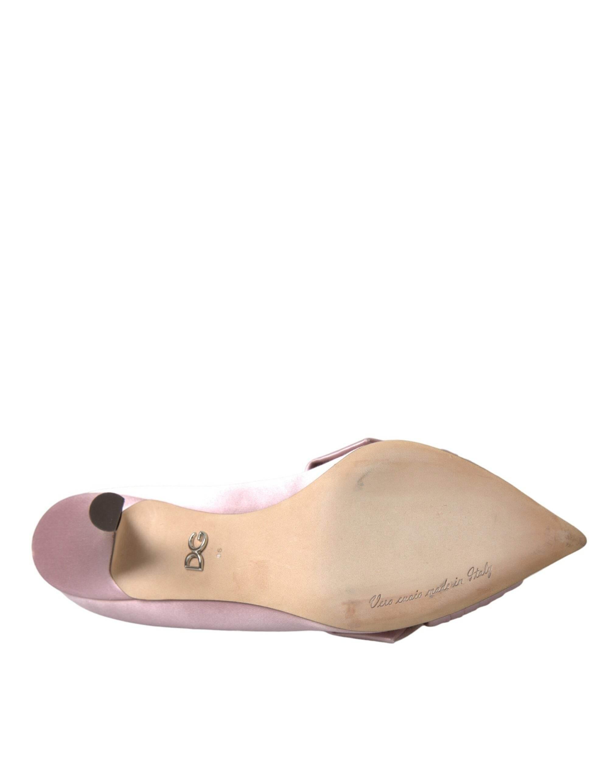 Dolce & Gabbana Pink Satin Crystal High Heels Pumps Shoes - Hilstor