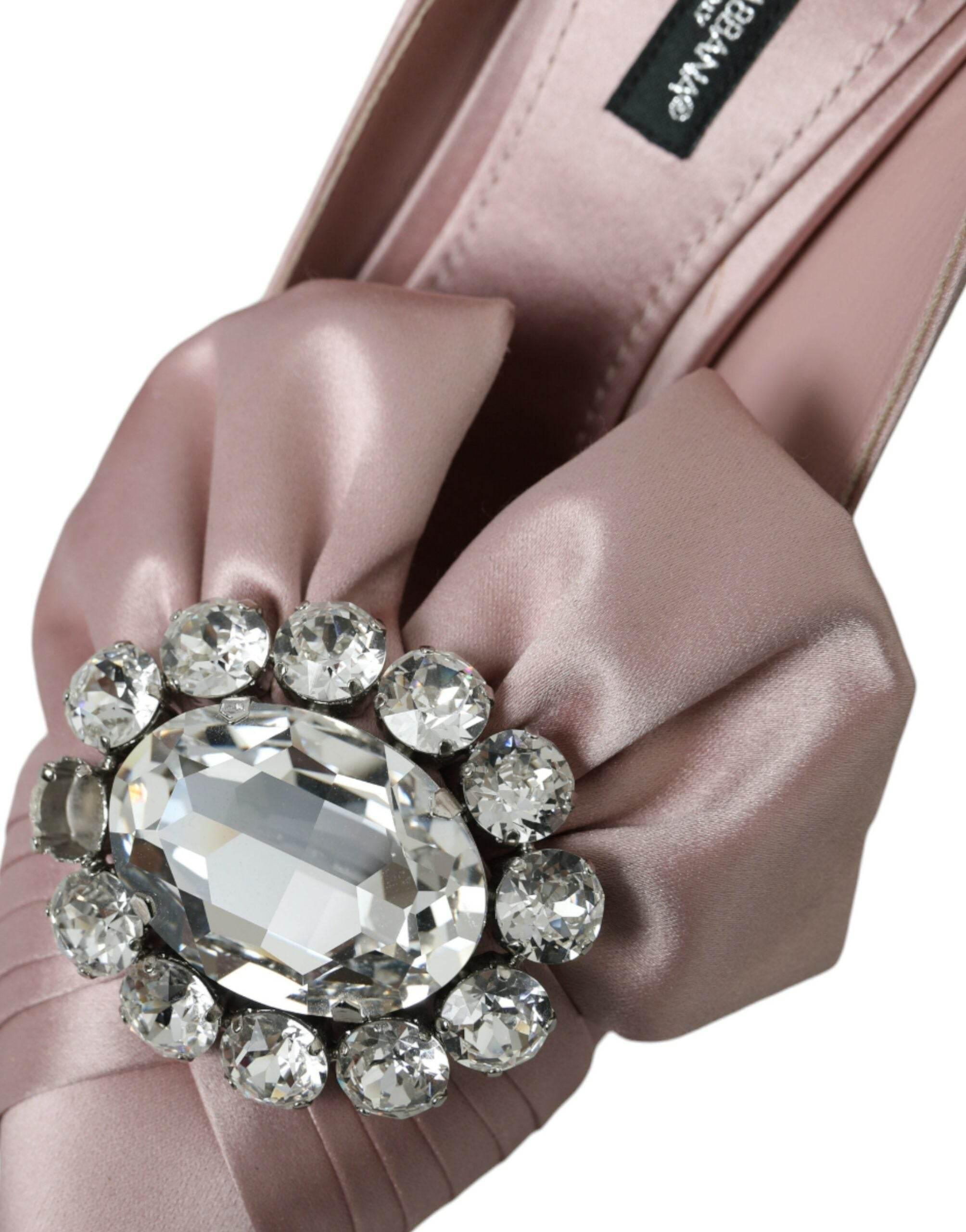 Dolce & Gabbana Pink Satin Crystal High Heels Pumps Shoes - Hilstor
