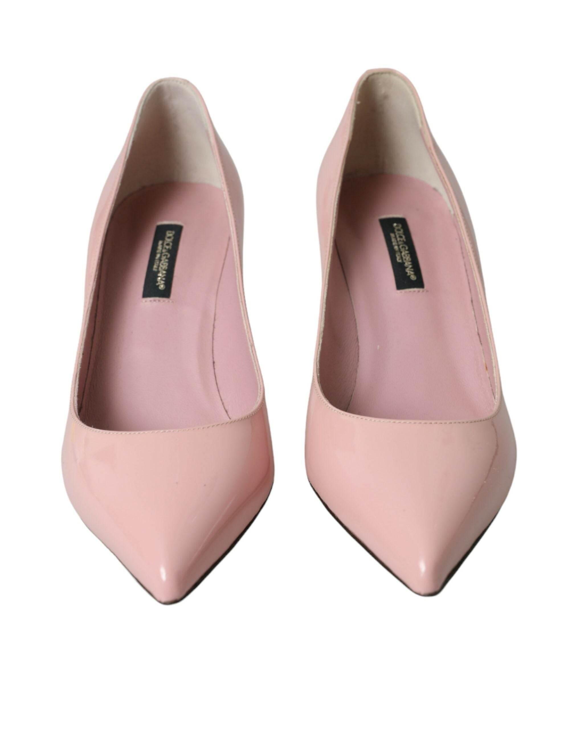 Dolce & Gabbana Light Pink Patent Leather Heels Pumps Shoes - Hilstor