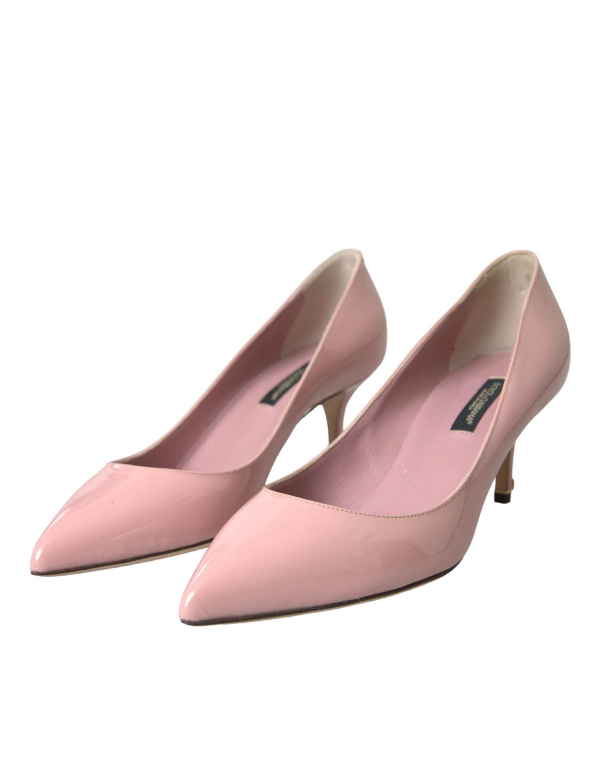 Dolce & Gabbana Light Pink Patent Leather Heels Pumps Shoes - Hilstor