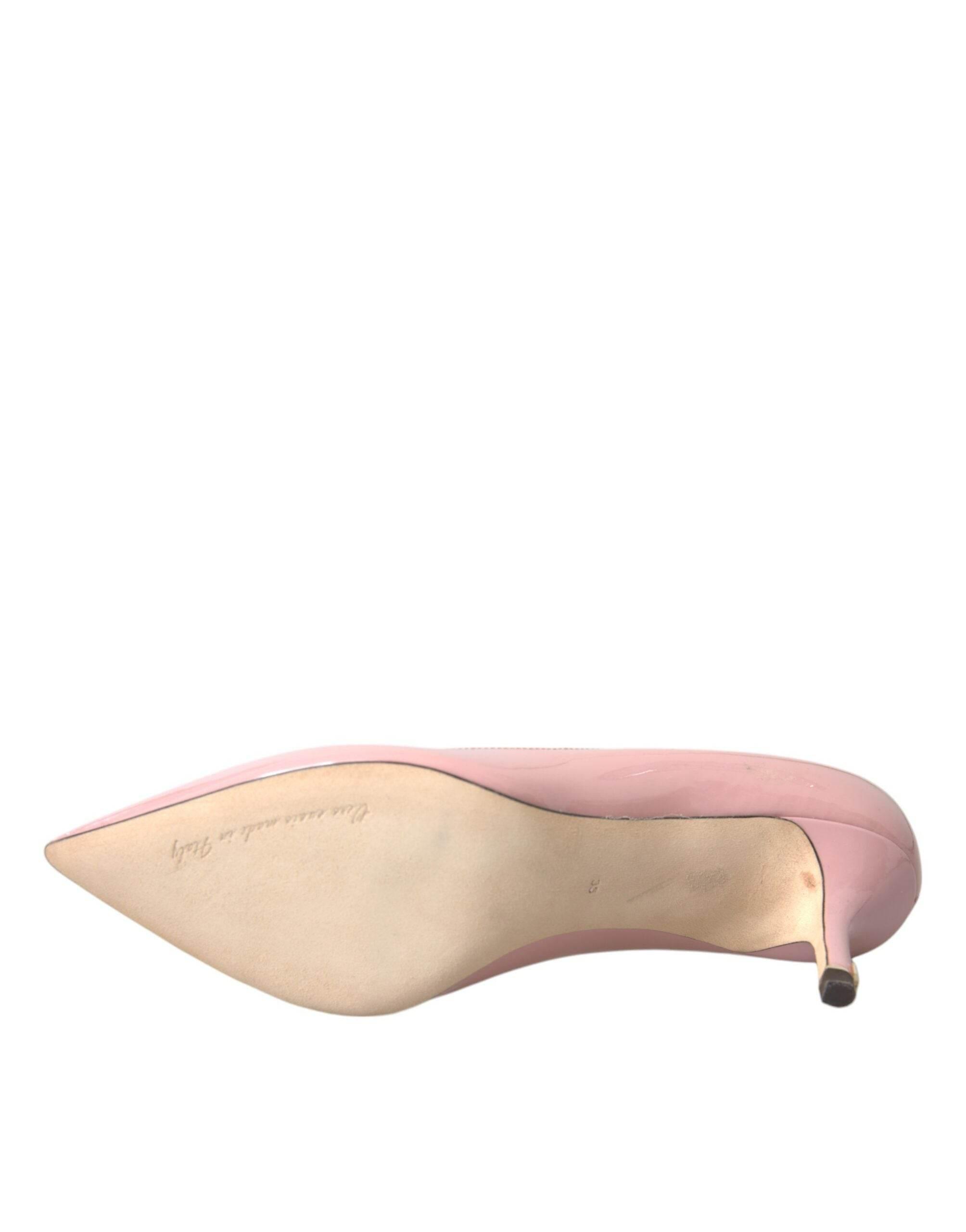 Dolce & Gabbana Light Pink Patent Leather Heels Pumps Shoes - Hilstor