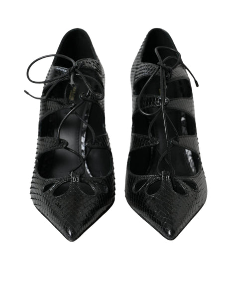 Dolce & Gabbana Black Python Leather Mary Jane Pumps Shoes - Hilstor