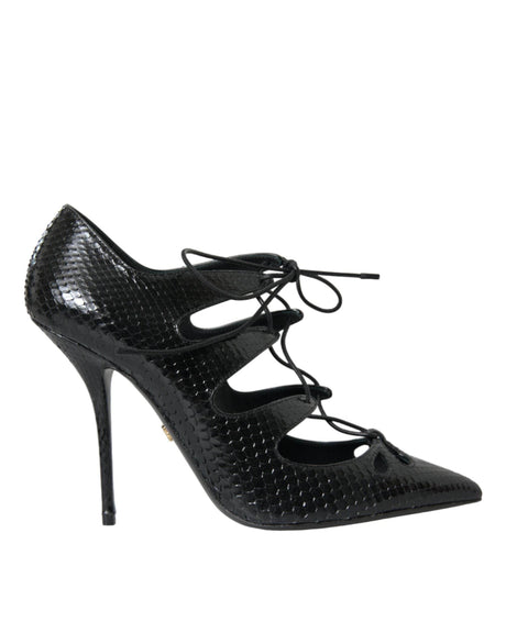 Dolce & Gabbana Black Python Leather Mary Jane Pumps Shoes - Hilstor
