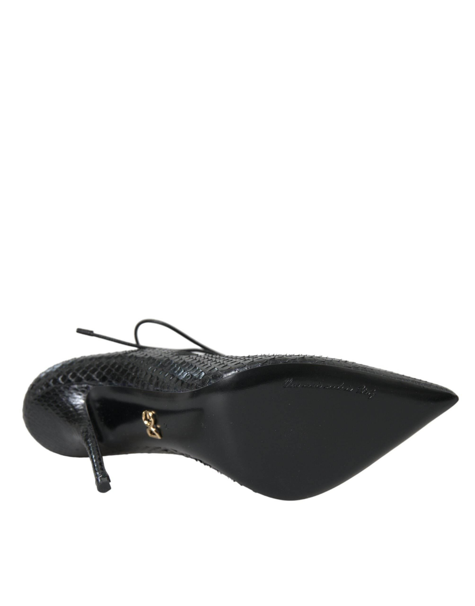 Dolce & Gabbana Black Python Leather Mary Jane Pumps Shoes - Hilstor