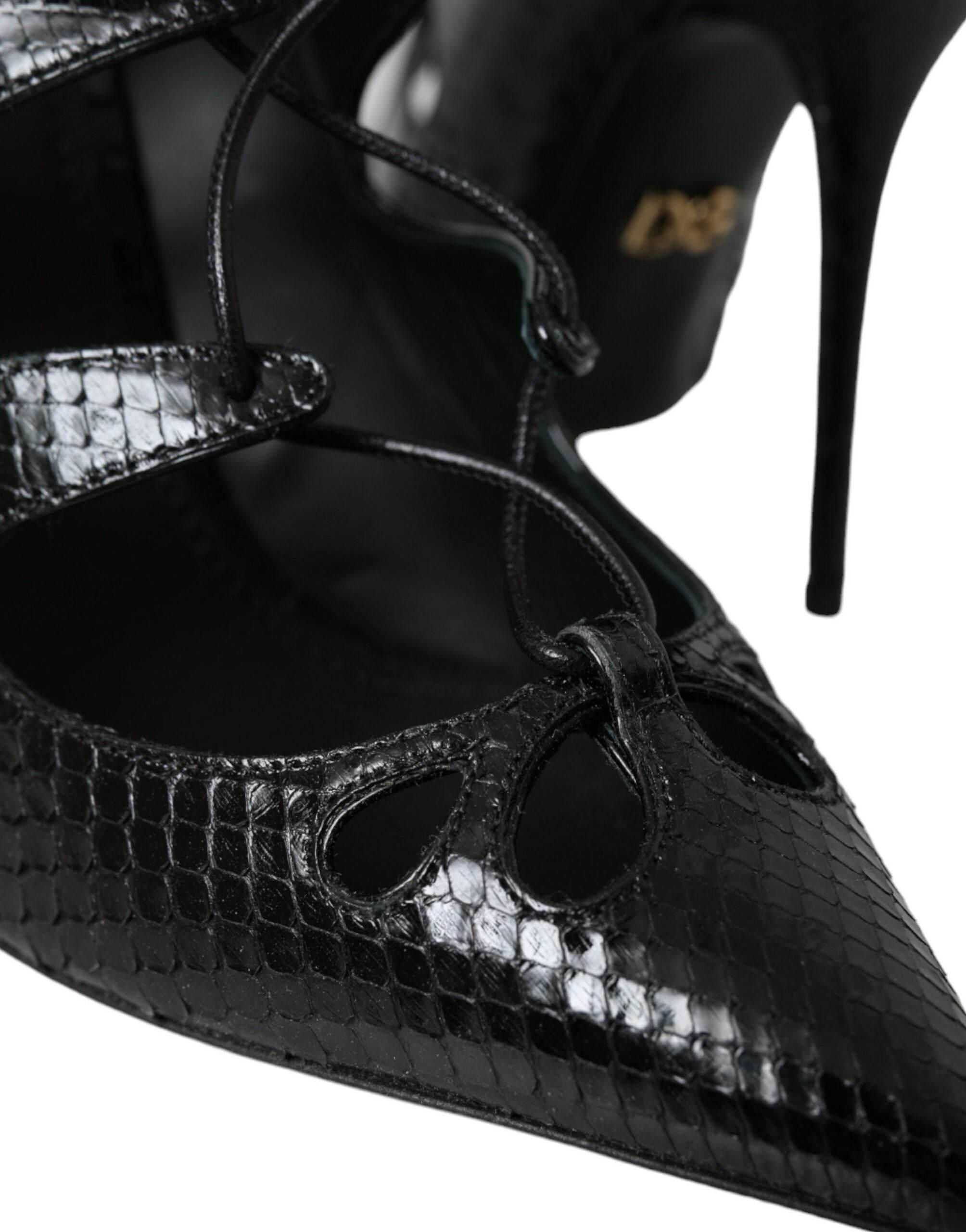 Dolce & Gabbana Black Python Leather Mary Jane Pumps Shoes - Hilstor
