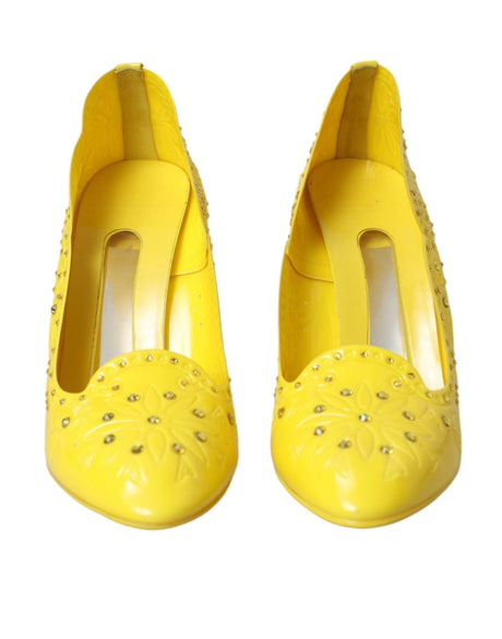 Dolce & Gabbana Yellow Crystal CINDERELLA Heels Pumps Shoes - Hilstor