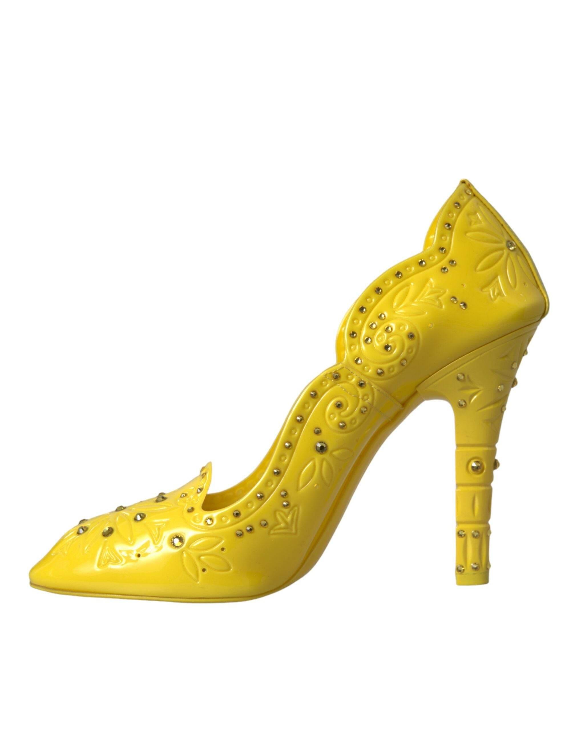 Dolce & Gabbana Yellow Crystal CINDERELLA Heels Pumps Shoes - Hilstor