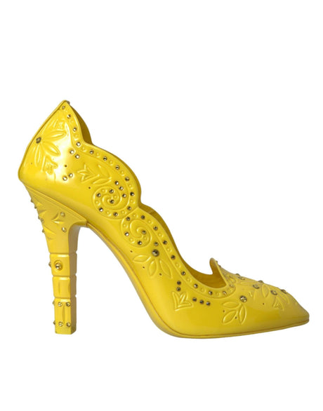Dolce & Gabbana Yellow Crystal CINDERELLA Heels Pumps Shoes - Hilstor