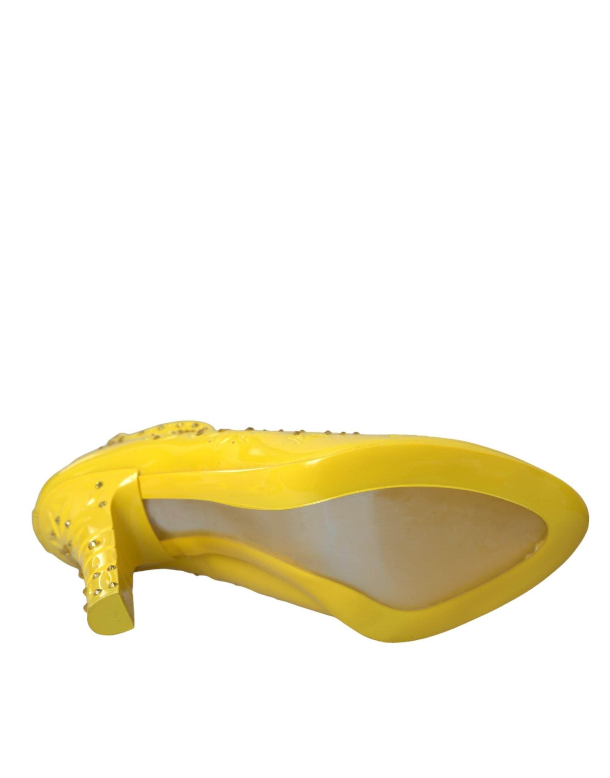 Dolce & Gabbana Yellow Crystal CINDERELLA Heels Pumps Shoes - Hilstor