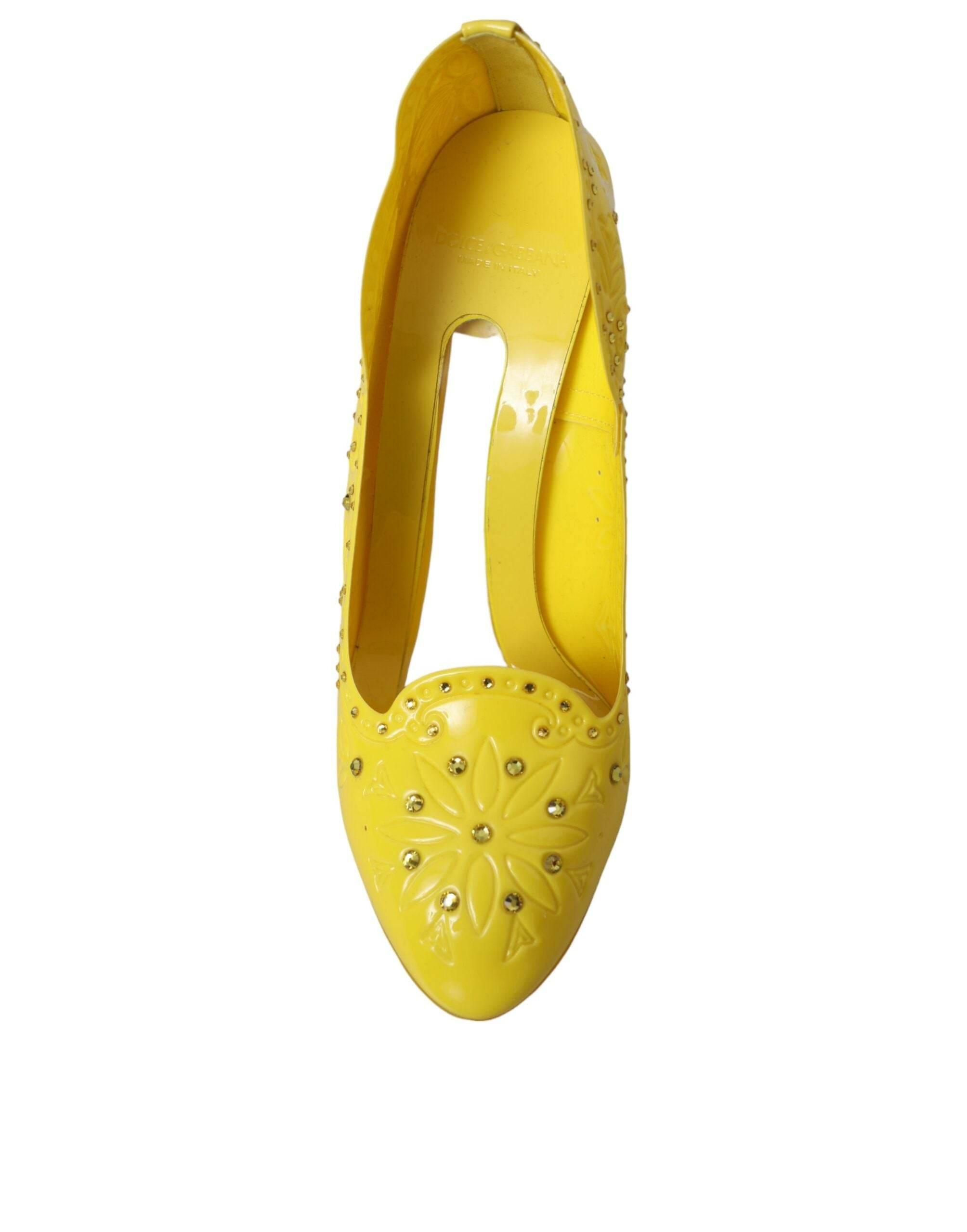 Dolce & Gabbana Yellow Crystal CINDERELLA Heels Pumps Shoes - Hilstor