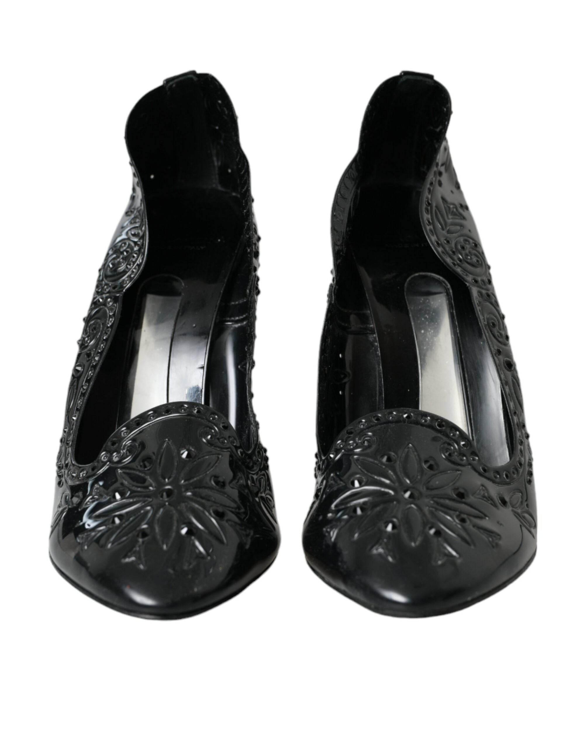 Dolce & Gabbana Black Crystal CINDERELLA Heels Pumps Shoes - Hilstor