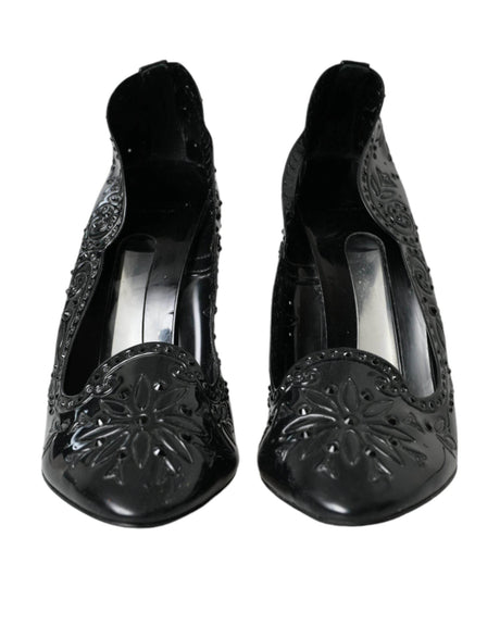 Dolce & Gabbana Black Crystal CINDERELLA Heels Pumps Shoes - Hilstor
