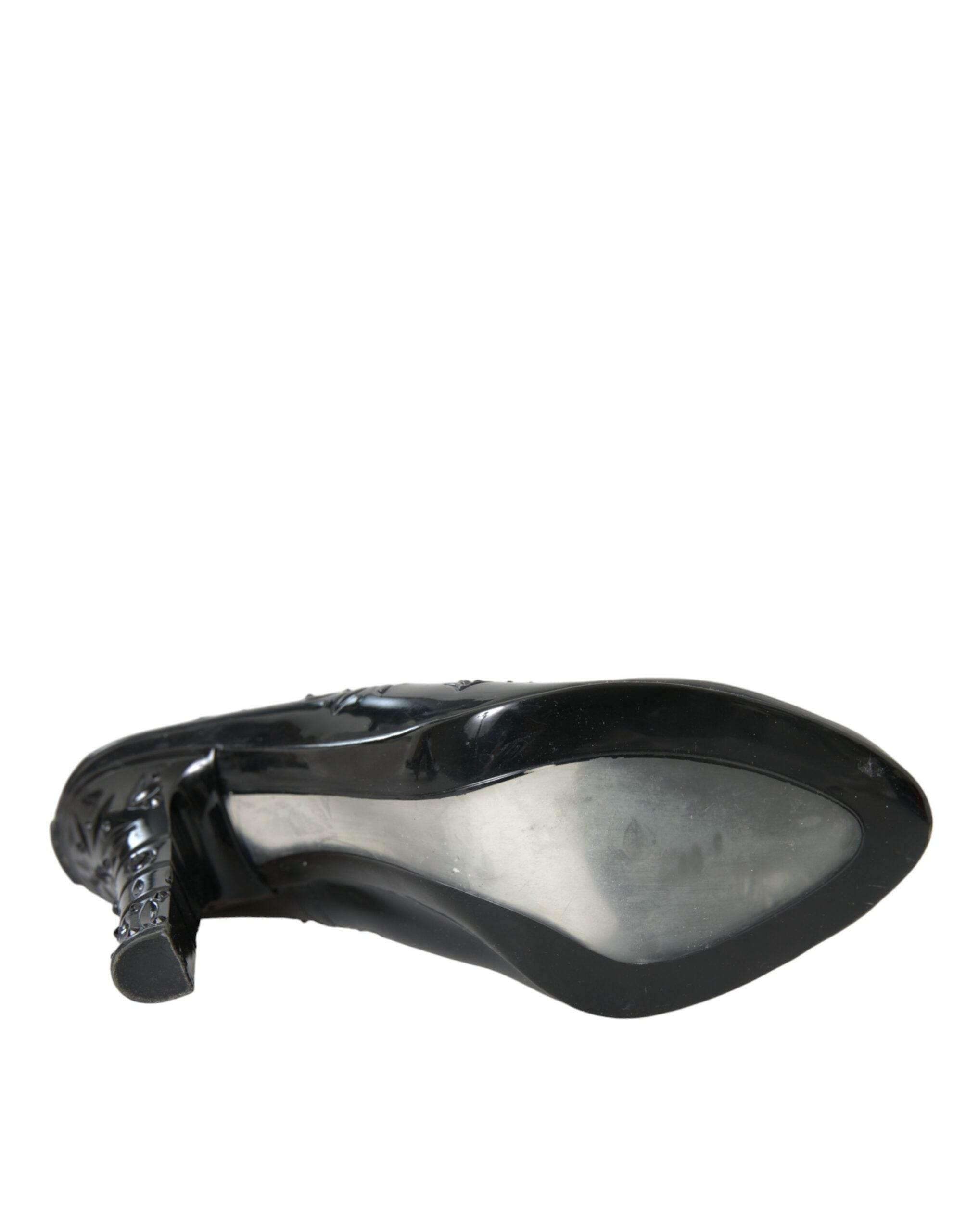 Dolce & Gabbana Black Crystal CINDERELLA Heels Pumps Shoes - Hilstor