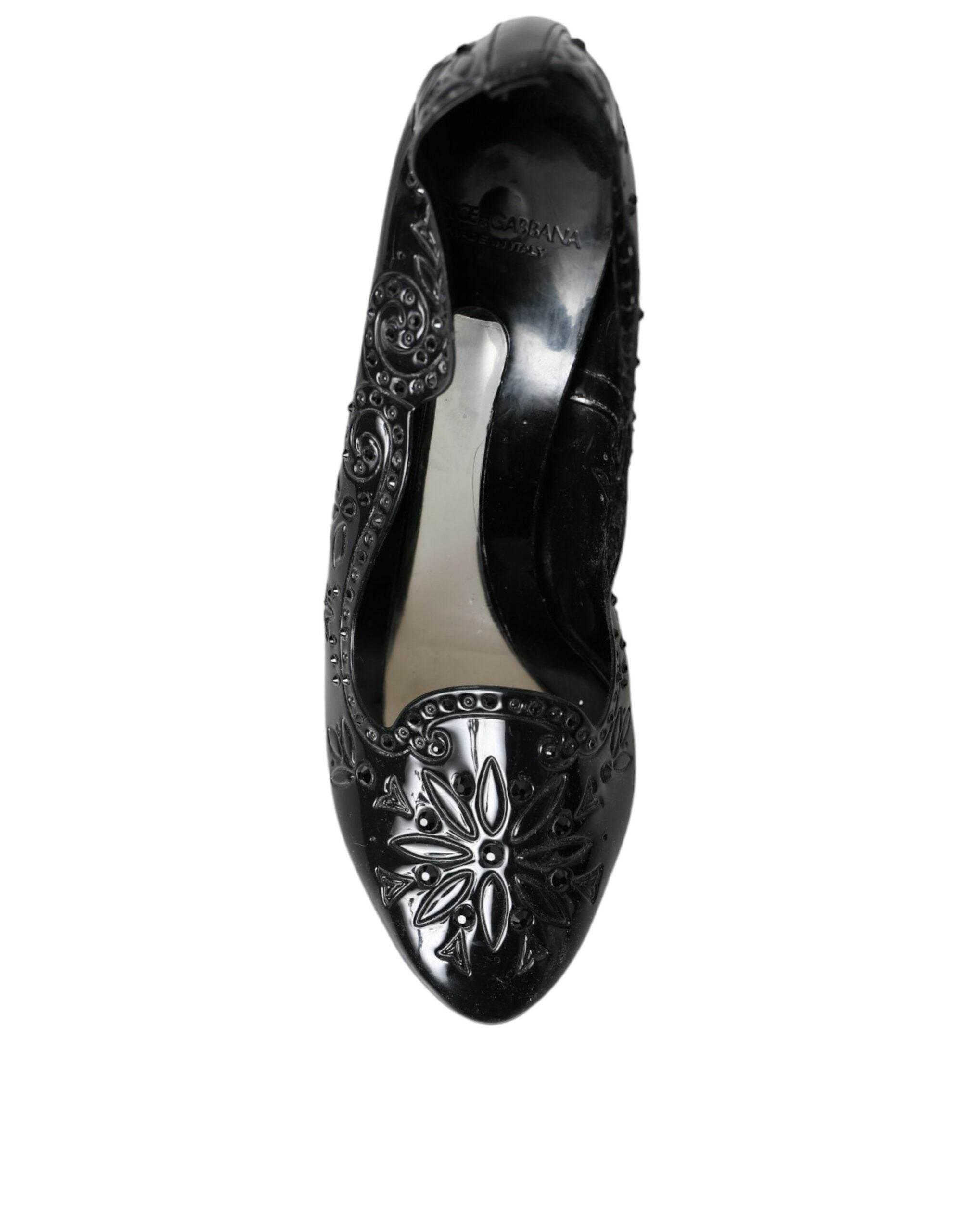 Dolce & Gabbana Black Crystal CINDERELLA Heels Pumps Shoes - Hilstor