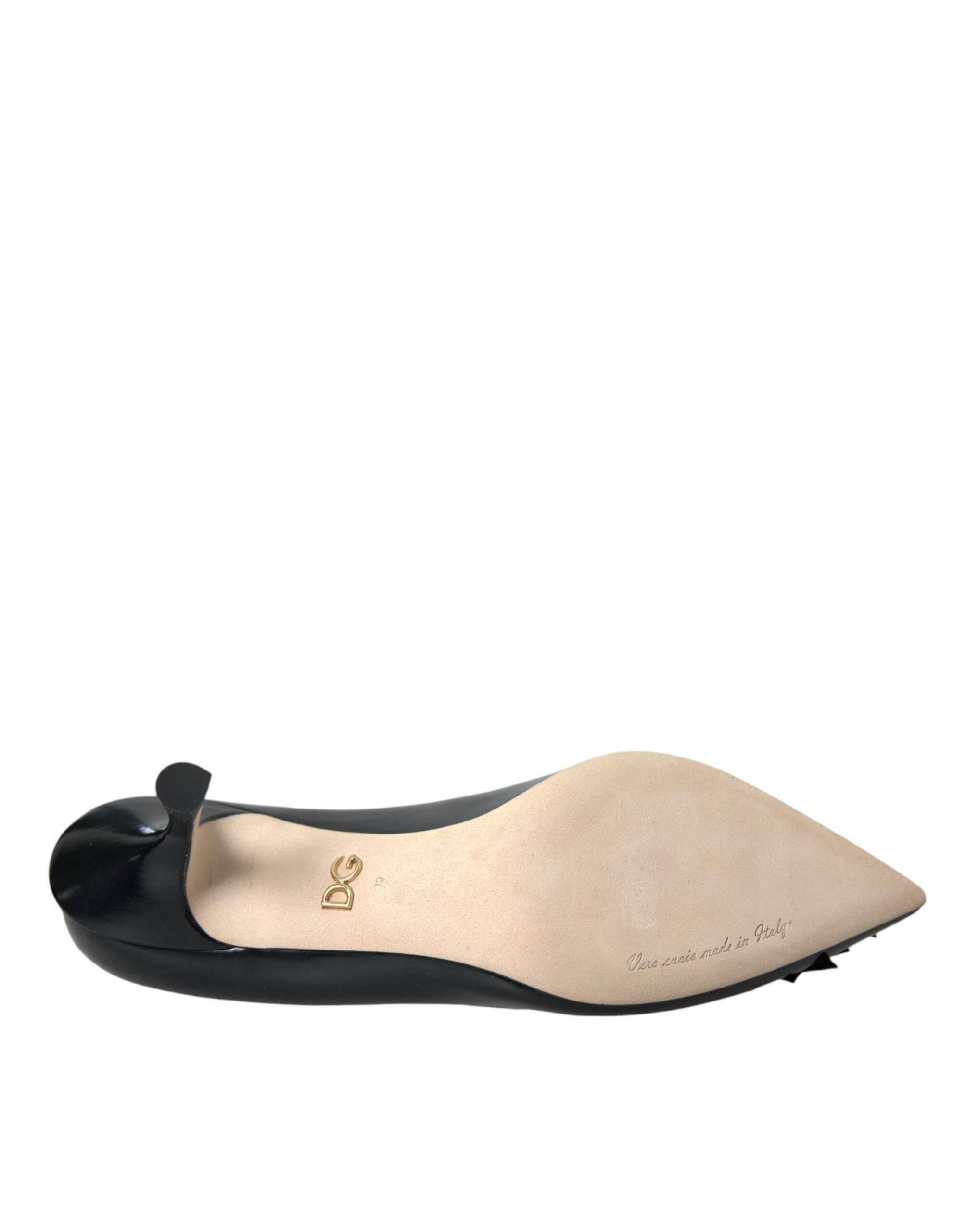 Dolce & Gabbana Black Leather BOOM Patch Heels Pumps Shoes - Hilstor