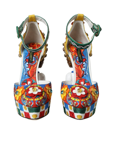 Dolce & Gabbana Multicolor Carretto Embellished Sandals Shoes - Hilstor