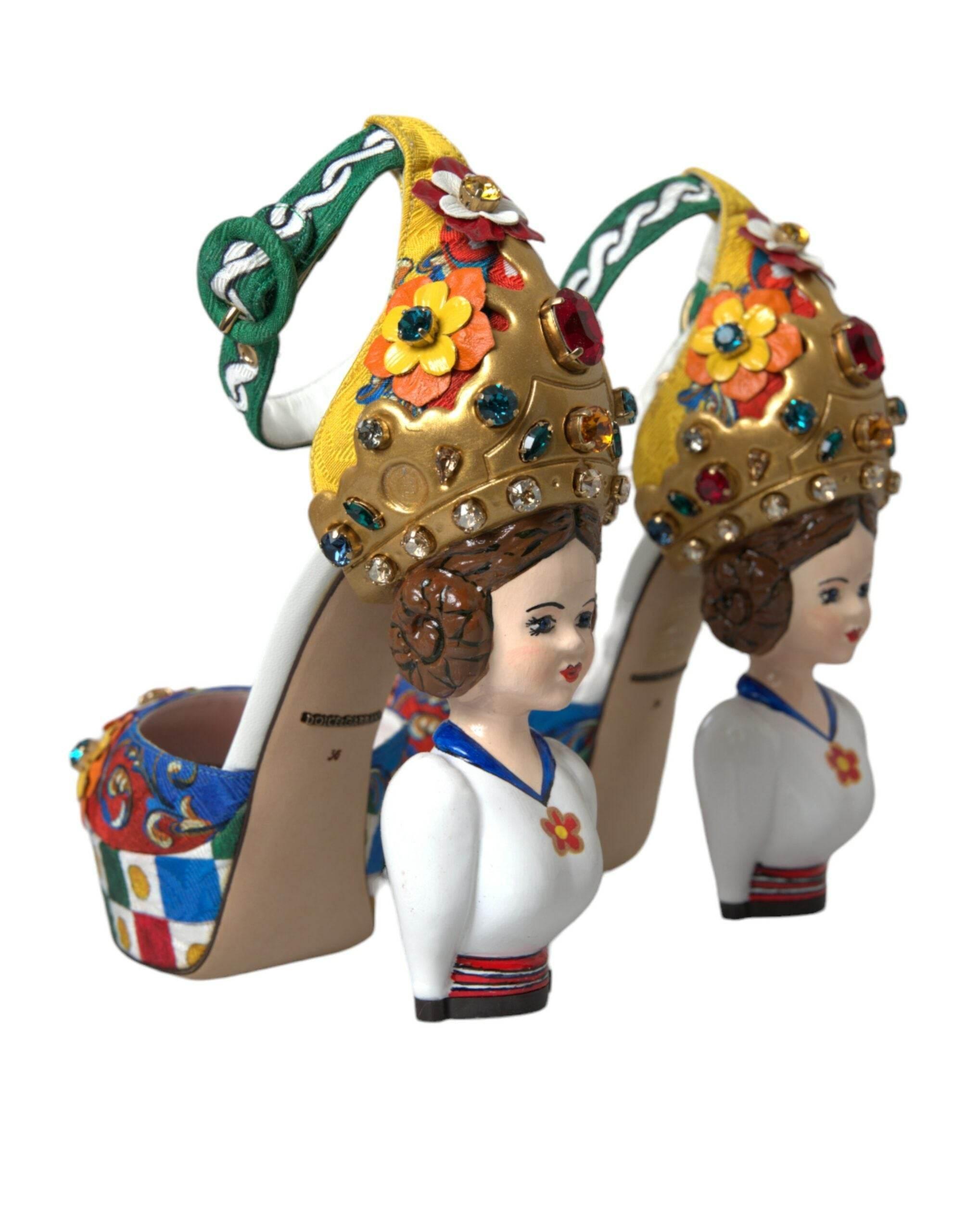 Dolce & Gabbana Multicolor Carretto Embellished Sandals Shoes - Hilstor