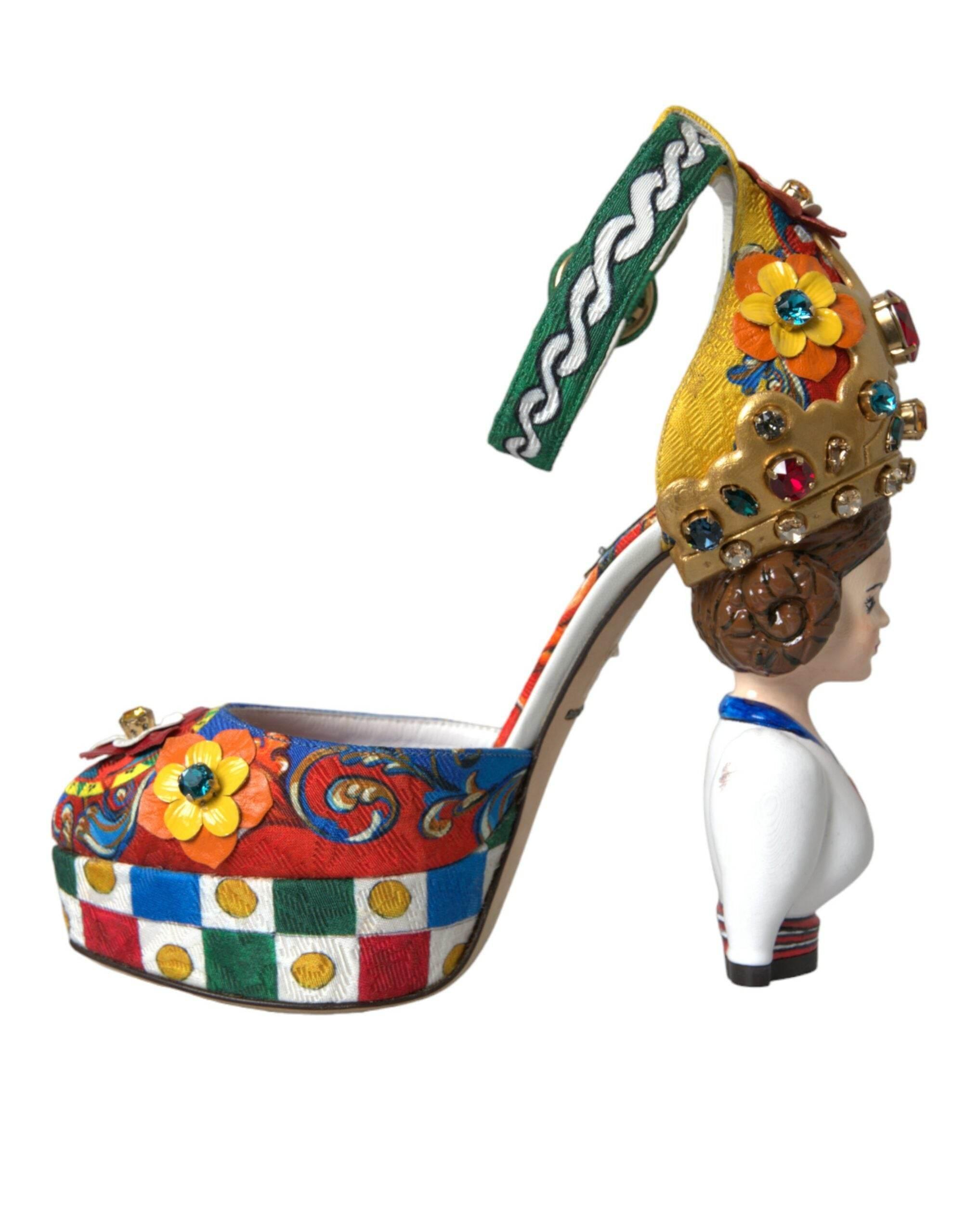 Dolce & Gabbana Multicolor Carretto Embellished Sandals Shoes - Hilstor