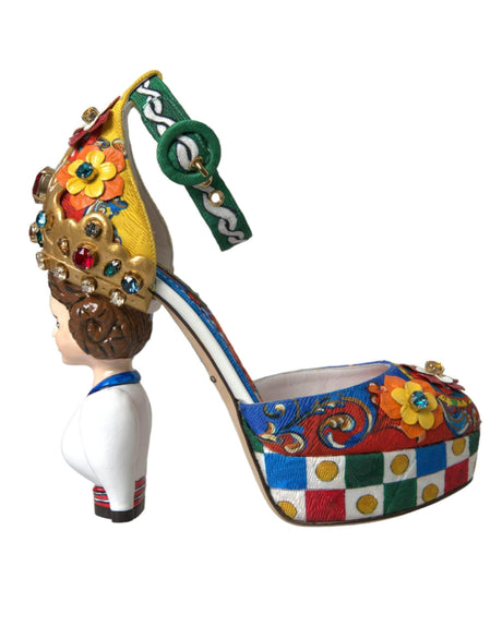 Dolce & Gabbana Multicolor Carretto Embellished Sandals Shoes - Hilstor