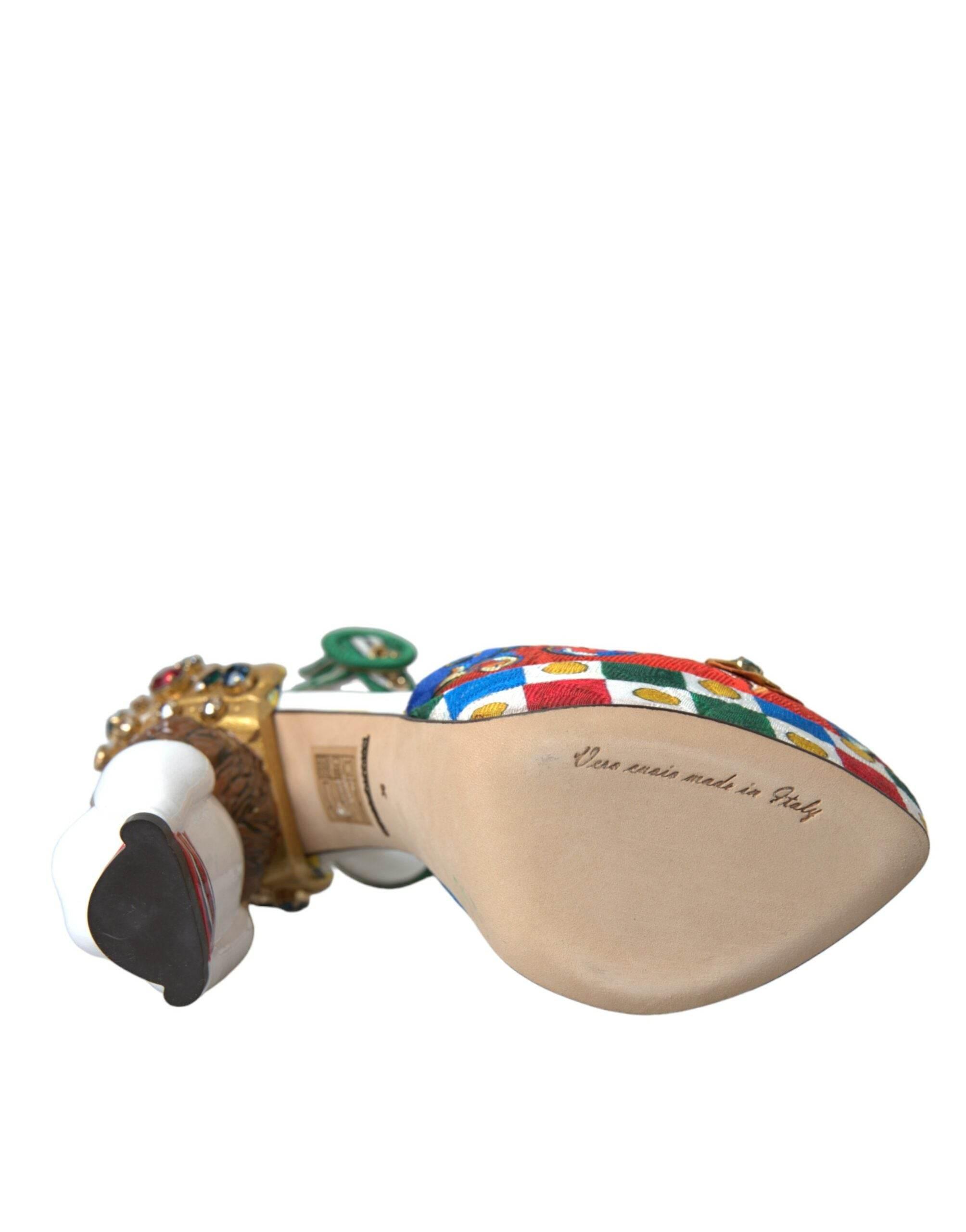 Dolce & Gabbana Multicolor Carretto Embellished Sandals Shoes - Hilstor