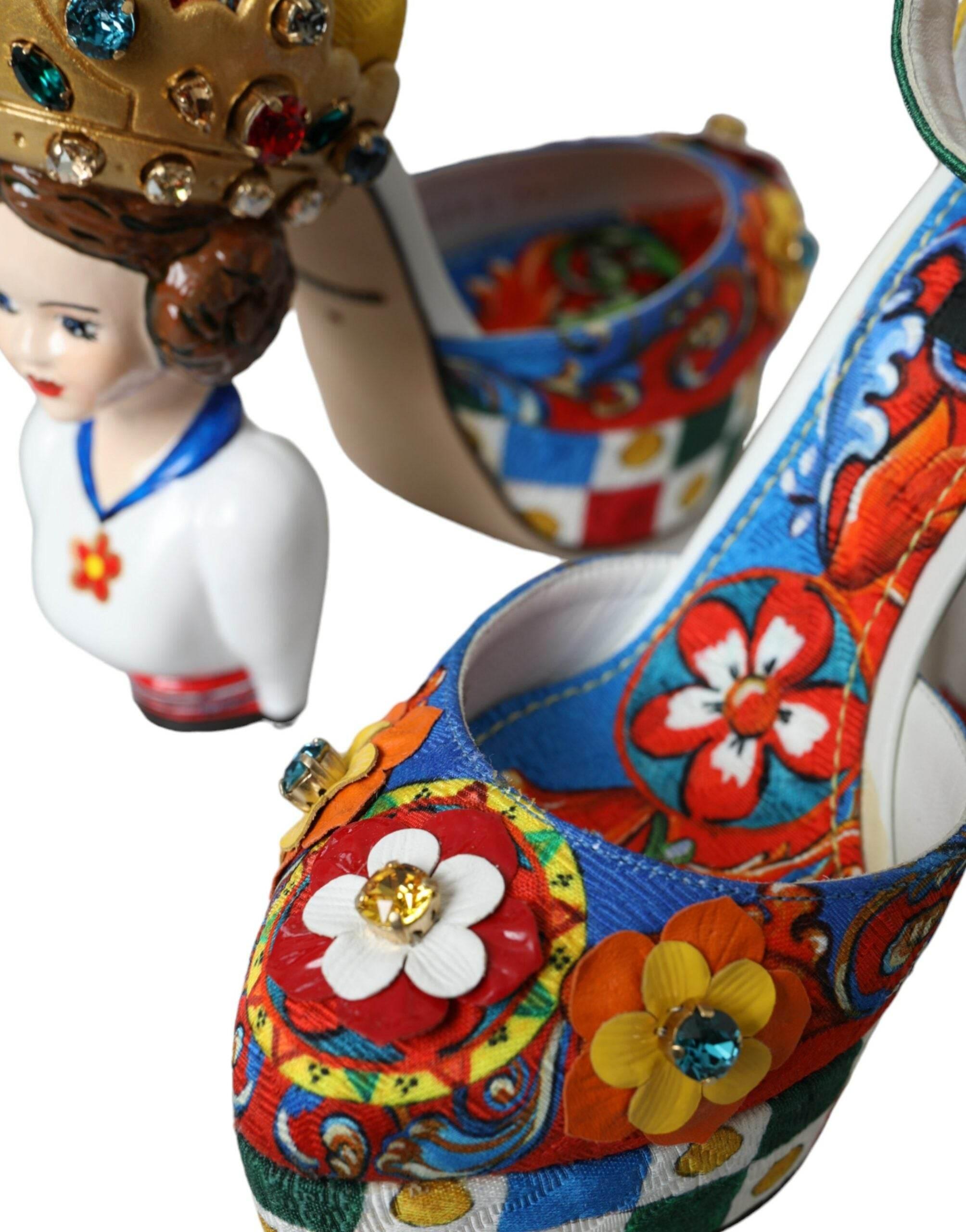 Dolce & Gabbana Multicolor Carretto Embellished Sandals Shoes - Hilstor