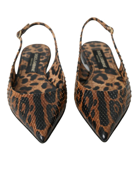 Dolce & Gabbana Brown Leopard Exotic Skin Slingback Shoes - Hilstor