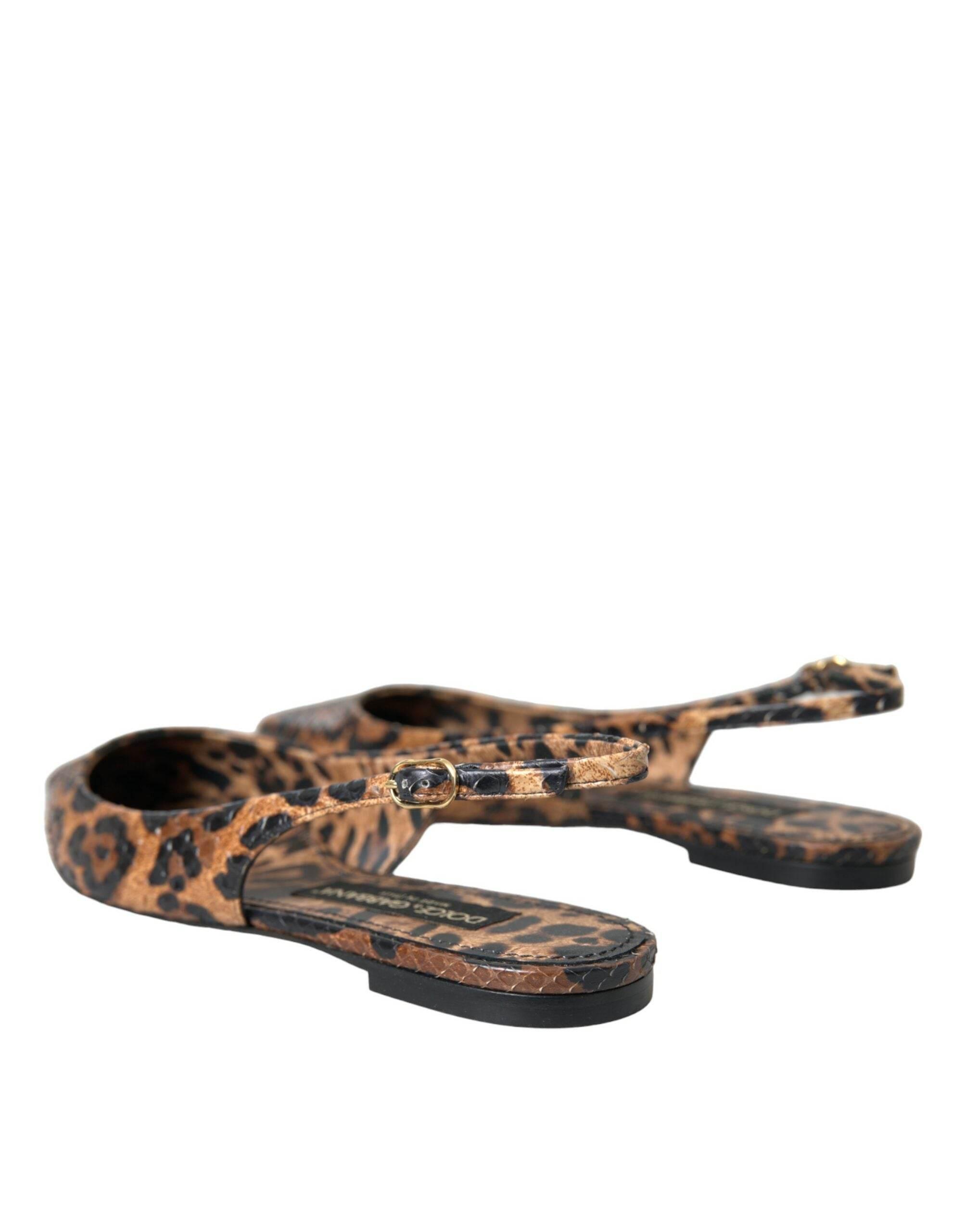 Dolce & Gabbana Brown Leopard Exotic Skin Slingback Shoes - Hilstor