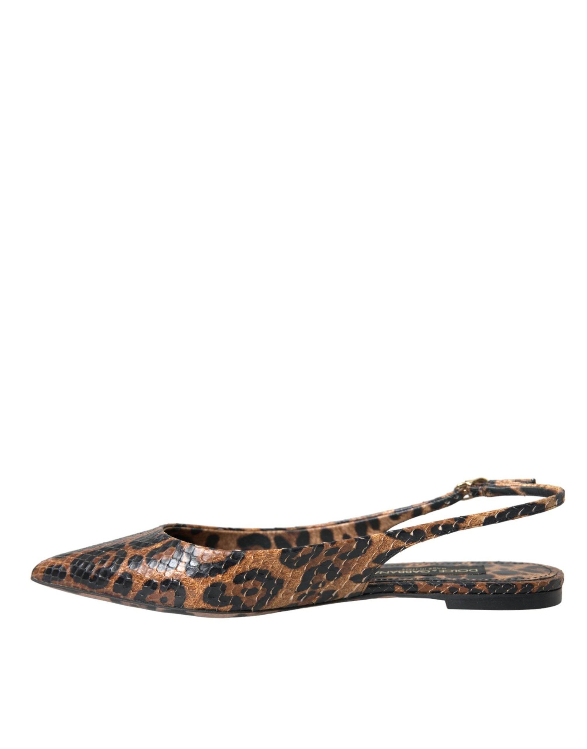Dolce & Gabbana Brown Leopard Exotic Skin Slingback Shoes - Hilstor