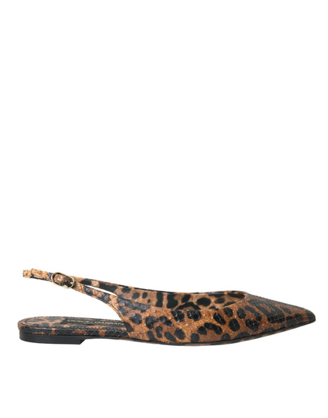 Dolce & Gabbana Brown Leopard Exotic Skin Slingback Shoes - Hilstor