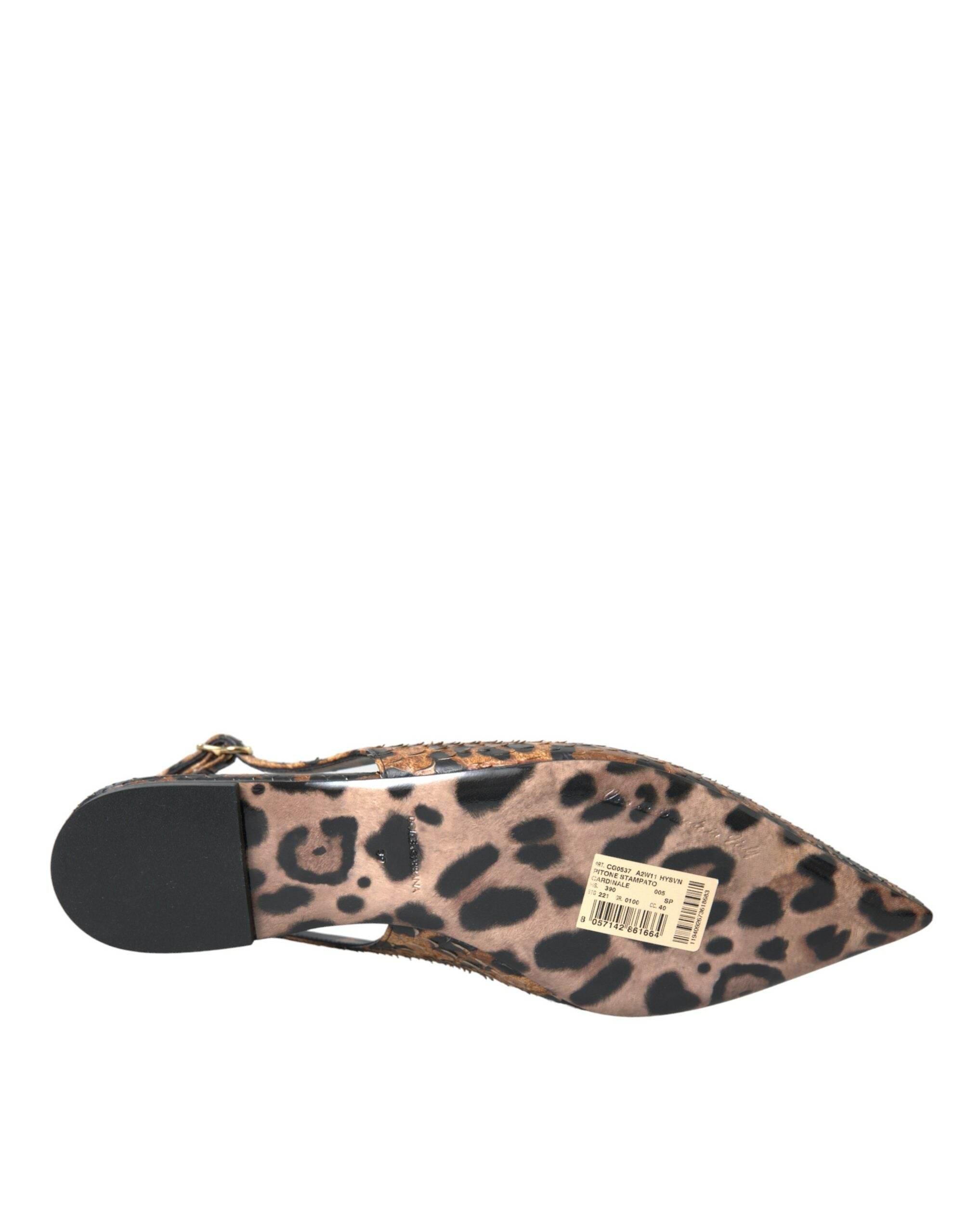 Dolce & Gabbana Brown Leopard Exotic Skin Slingback Shoes - Hilstor