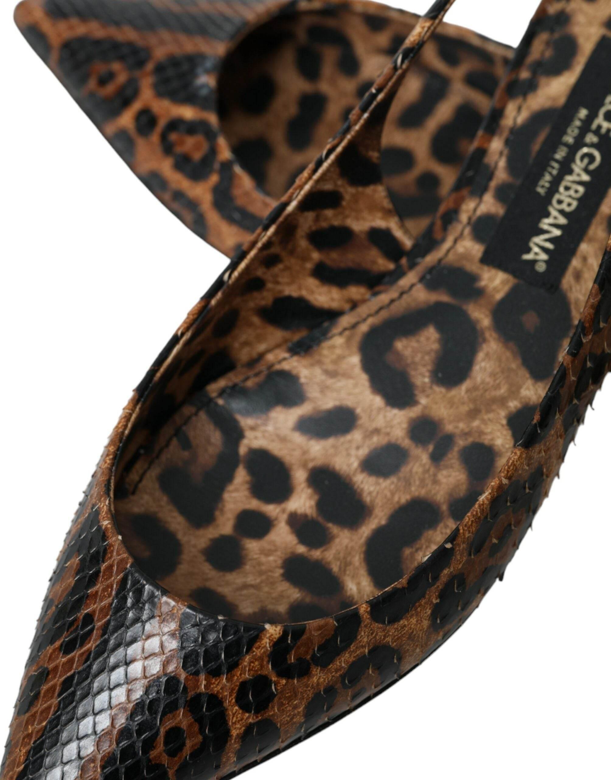 Dolce & Gabbana Brown Leopard Exotic Skin Slingback Shoes - Hilstor