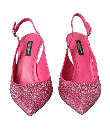 Dolce & Gabbana Pink Slingbacks Crystal Pumps Shoes - Hilstor