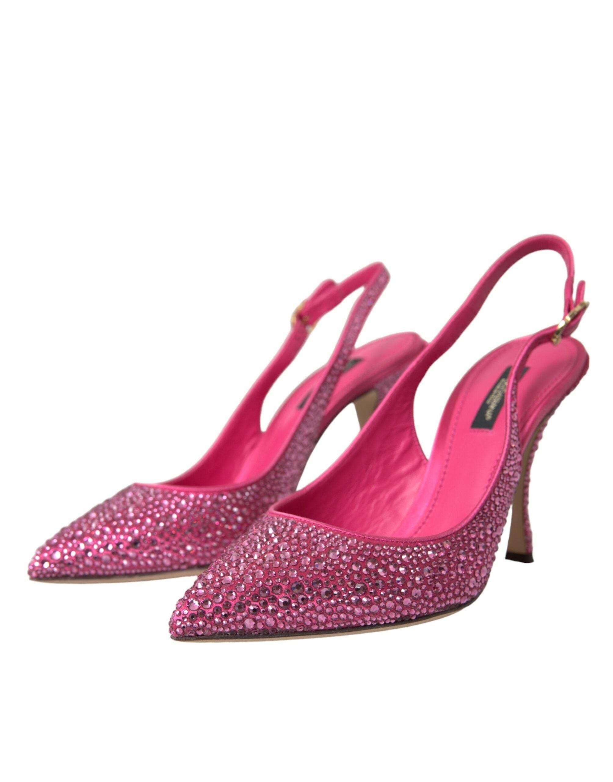 Dolce & Gabbana Pink Slingbacks Crystal Pumps Shoes - Hilstor