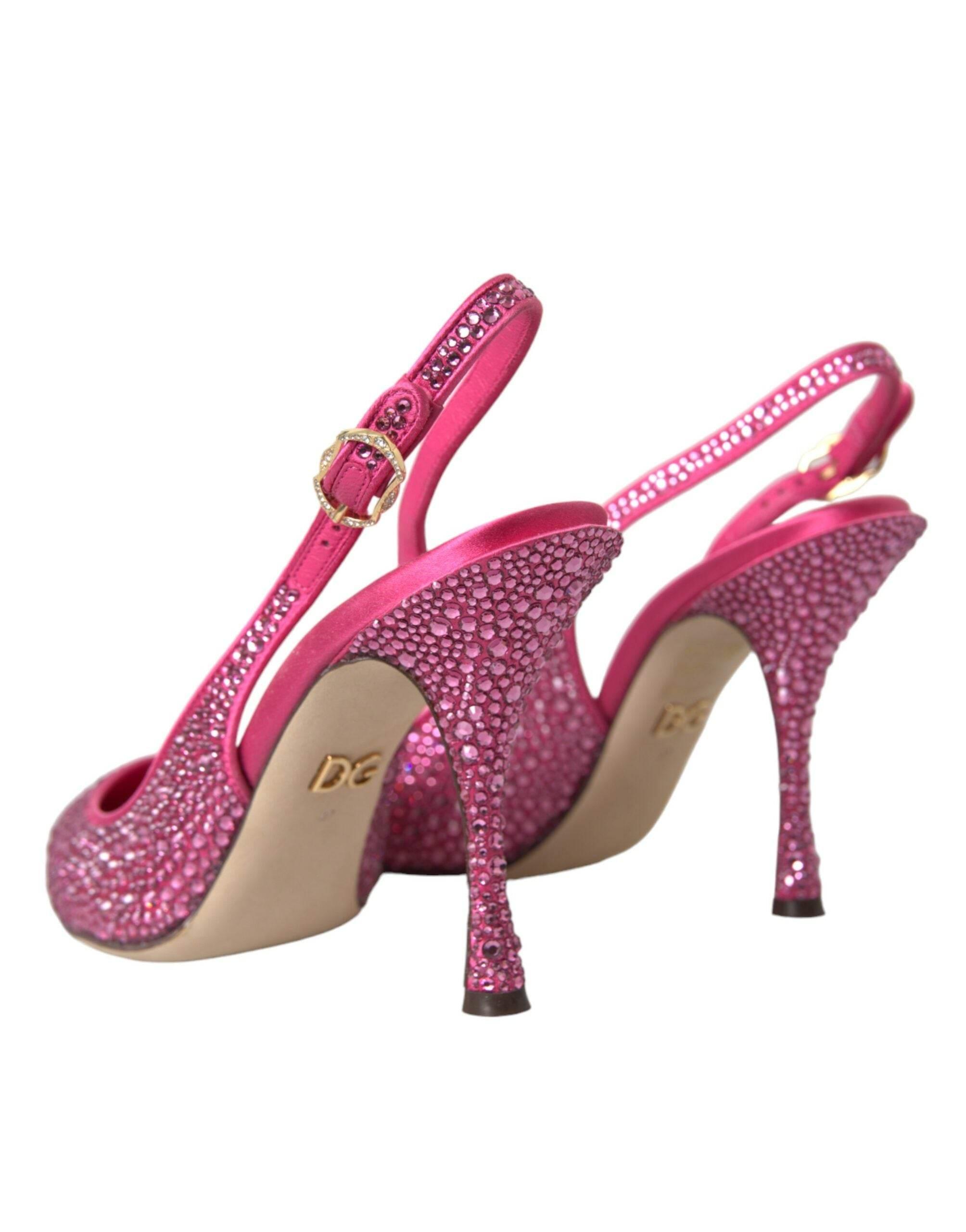 Dolce & Gabbana Pink Slingbacks Crystal Pumps Shoes - Hilstor