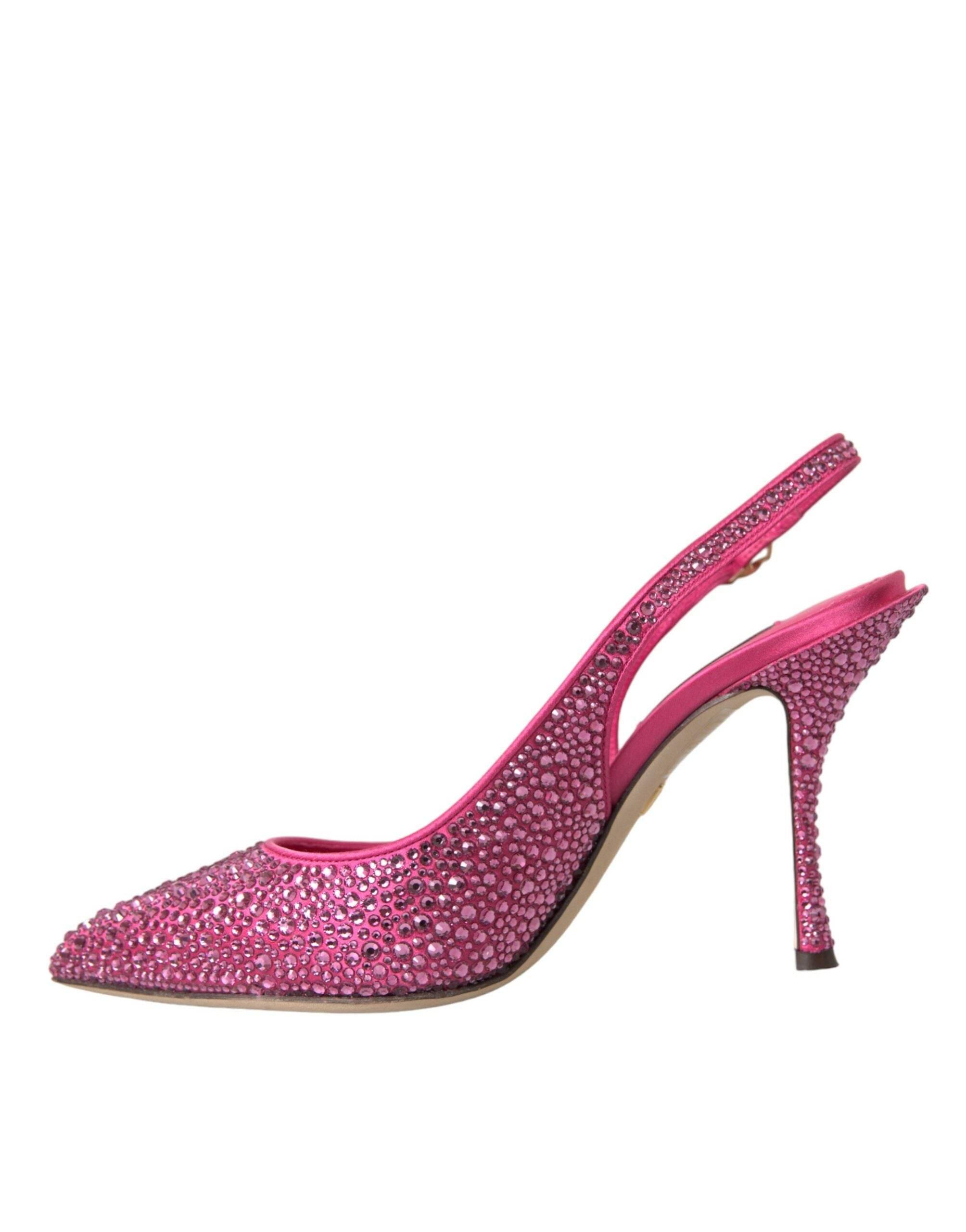 Dolce & Gabbana Pink Slingbacks Crystal Pumps Shoes - Hilstor