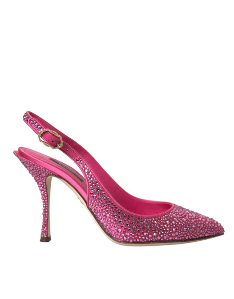 Dolce & Gabbana Pink Slingbacks Crystal Pumps Shoes - Hilstor