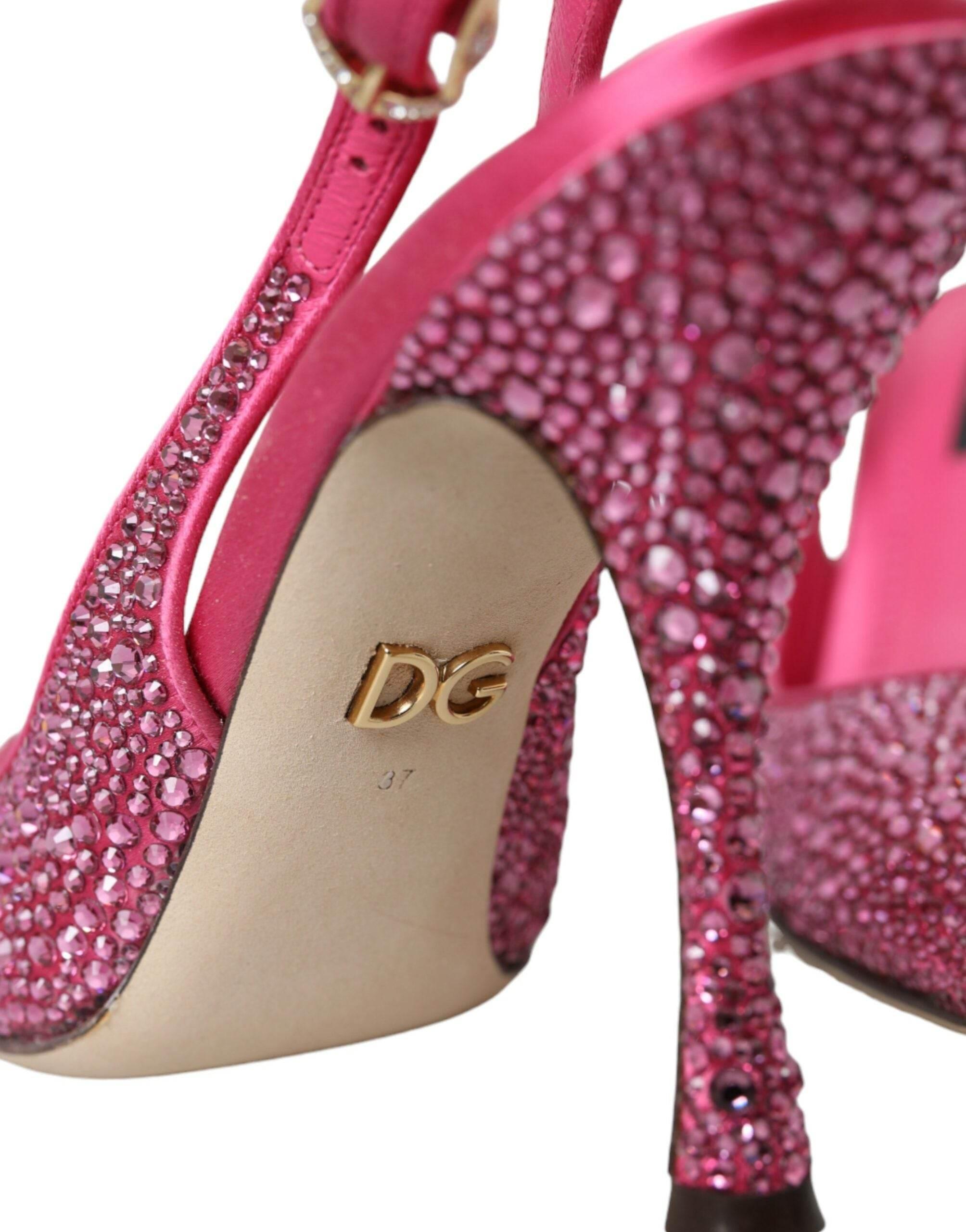 Dolce & Gabbana Pink Slingbacks Crystal Pumps Shoes - Hilstor
