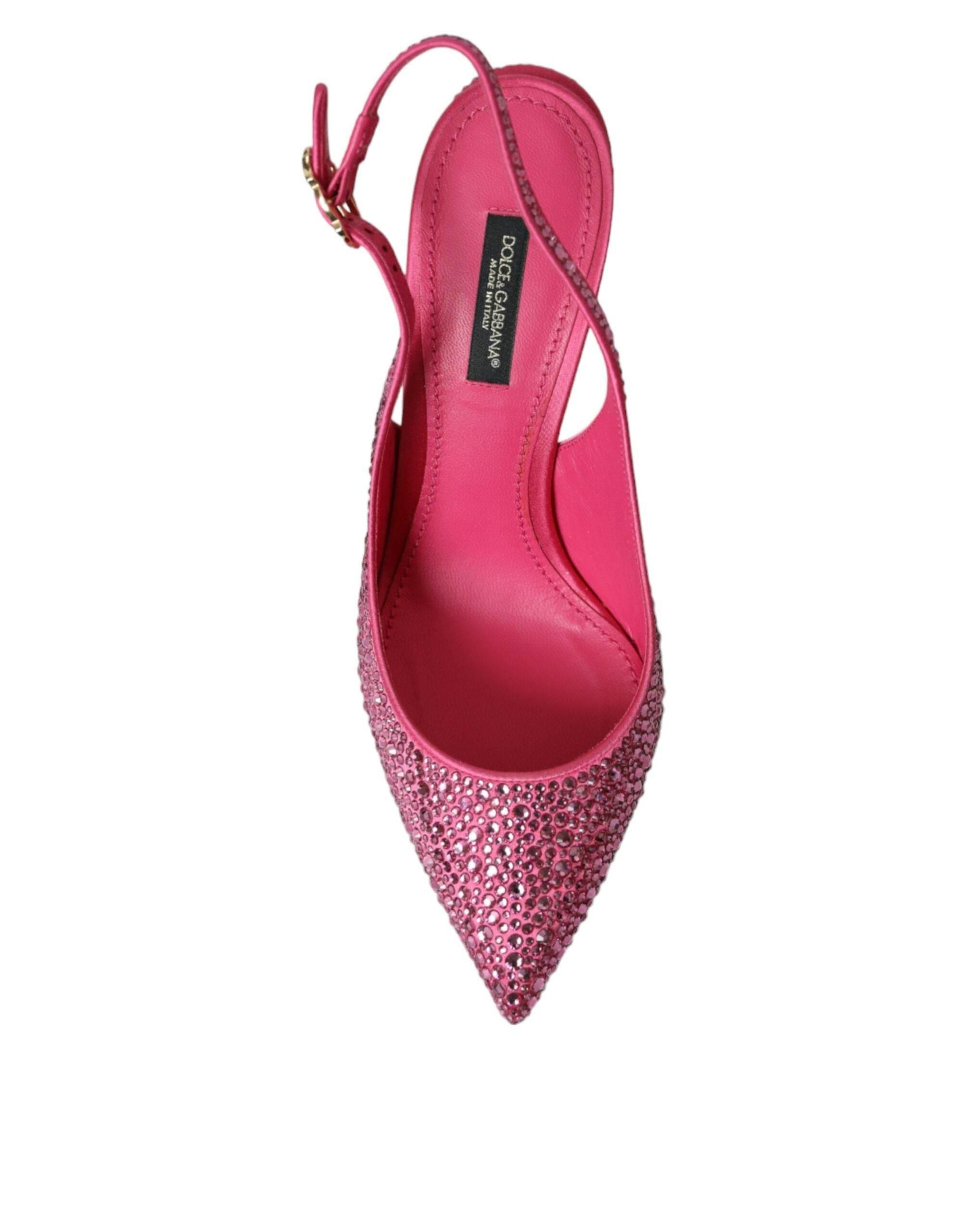 Dolce & Gabbana Pink Slingbacks Crystal Pumps Shoes - Hilstor