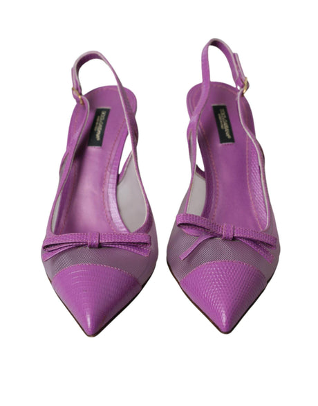 Dolce & Gabbana Purple Leather Mesh High Heels Slingback Shoes - Hilstor