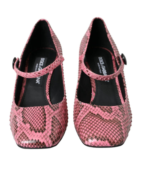 Dolce & Gabbana Pink Python Leather Mary Jane Heels Shoes - Hilstor