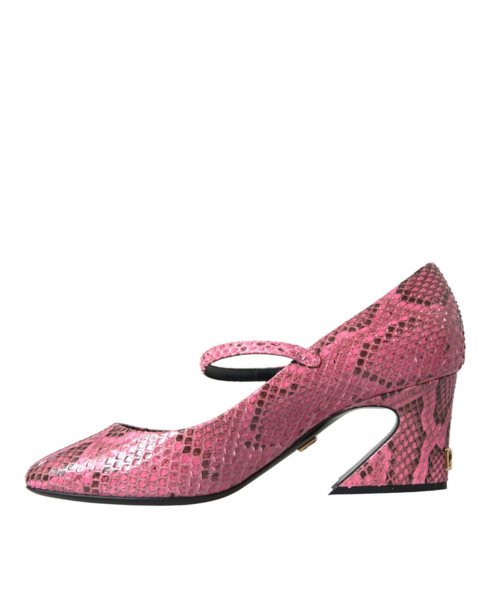 Dolce & Gabbana Pink Python Leather Mary Jane Heels Shoes - Hilstor