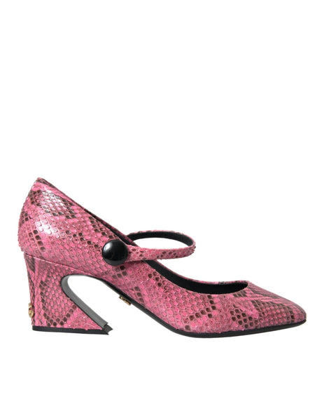 Dolce & Gabbana Pink Python Leather Mary Jane Heels Shoes - Hilstor