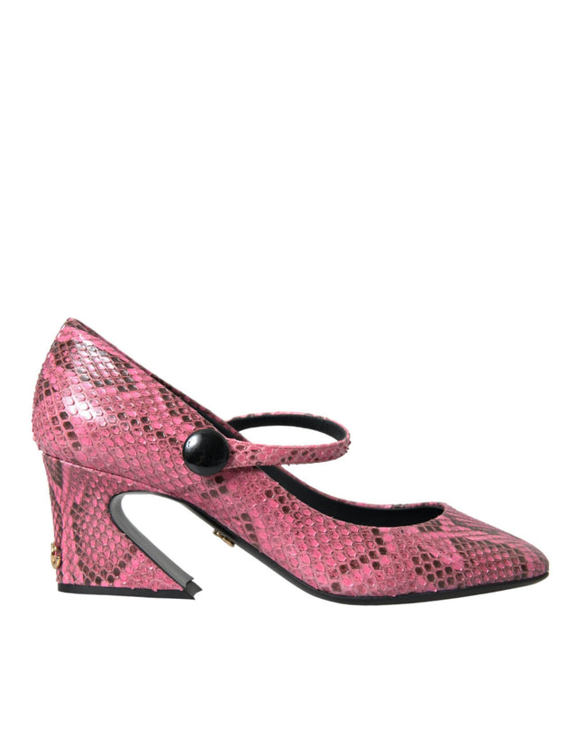 Dolce & Gabbana Pink Python Leather Mary Jane Heels Shoes - Hilstor