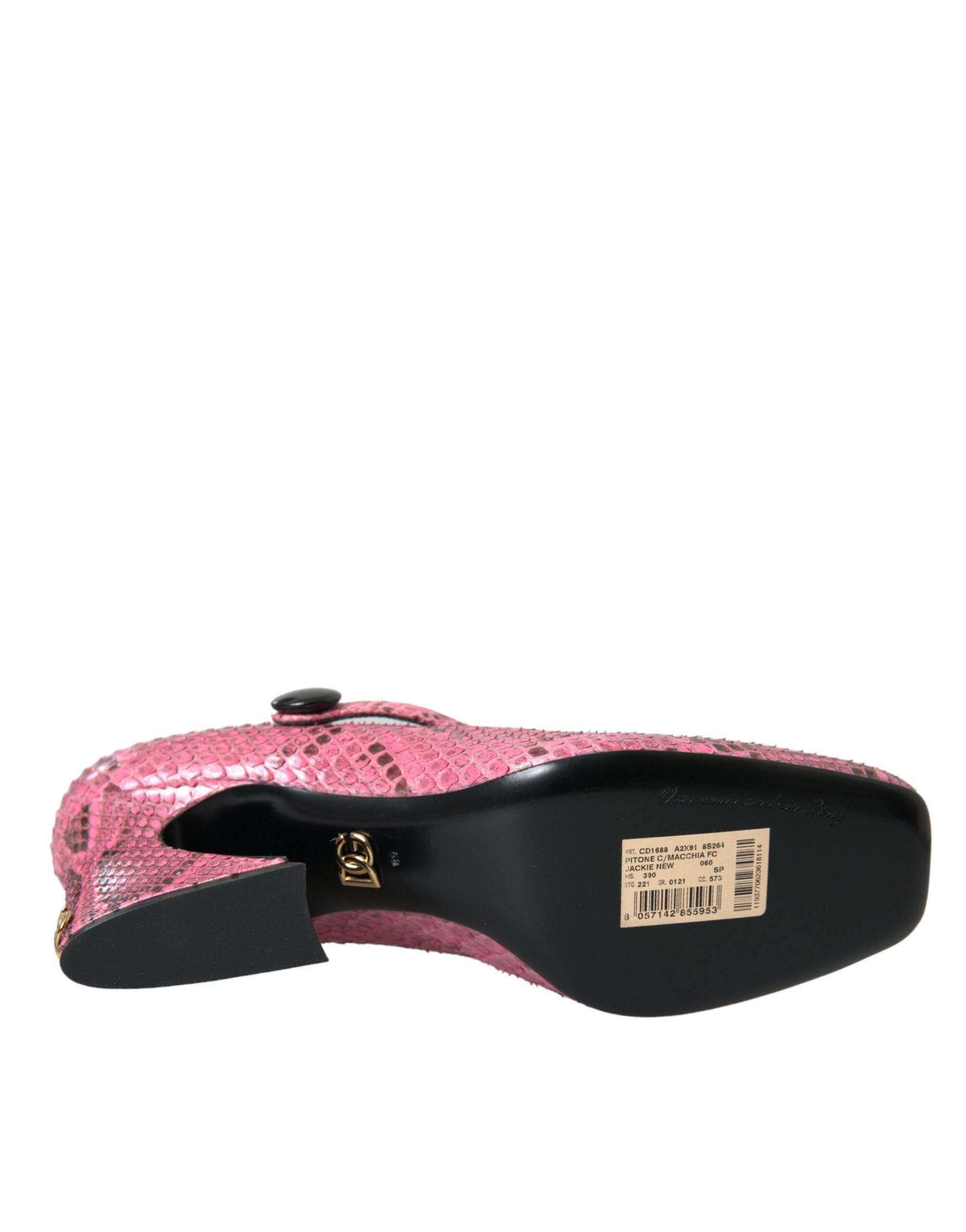 Dolce & Gabbana Pink Python Leather Mary Jane Heels Shoes - Hilstor