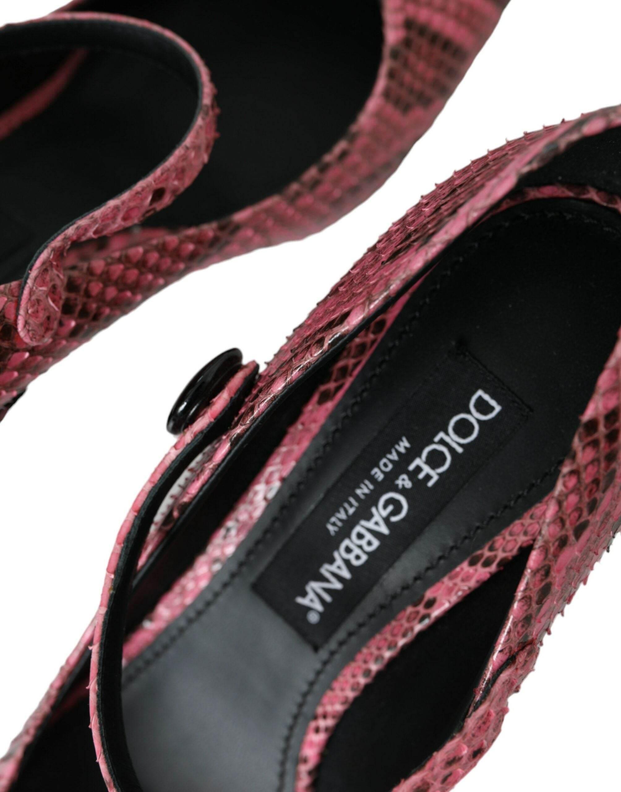 Dolce & Gabbana Pink Python Leather Mary Jane Heels Shoes - Hilstor