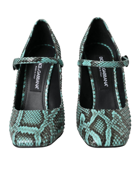Dolce & Gabbana Aqua Python Leather Mary Jane Pumps Shoes - Hilstor