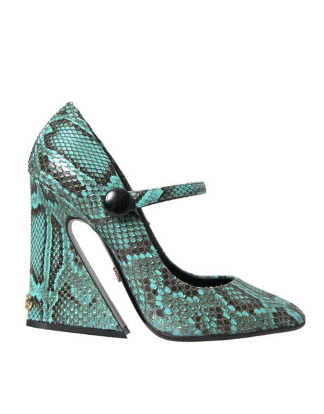 Dolce & Gabbana Aqua Python Leather Mary Jane Pumps Shoes - Hilstor