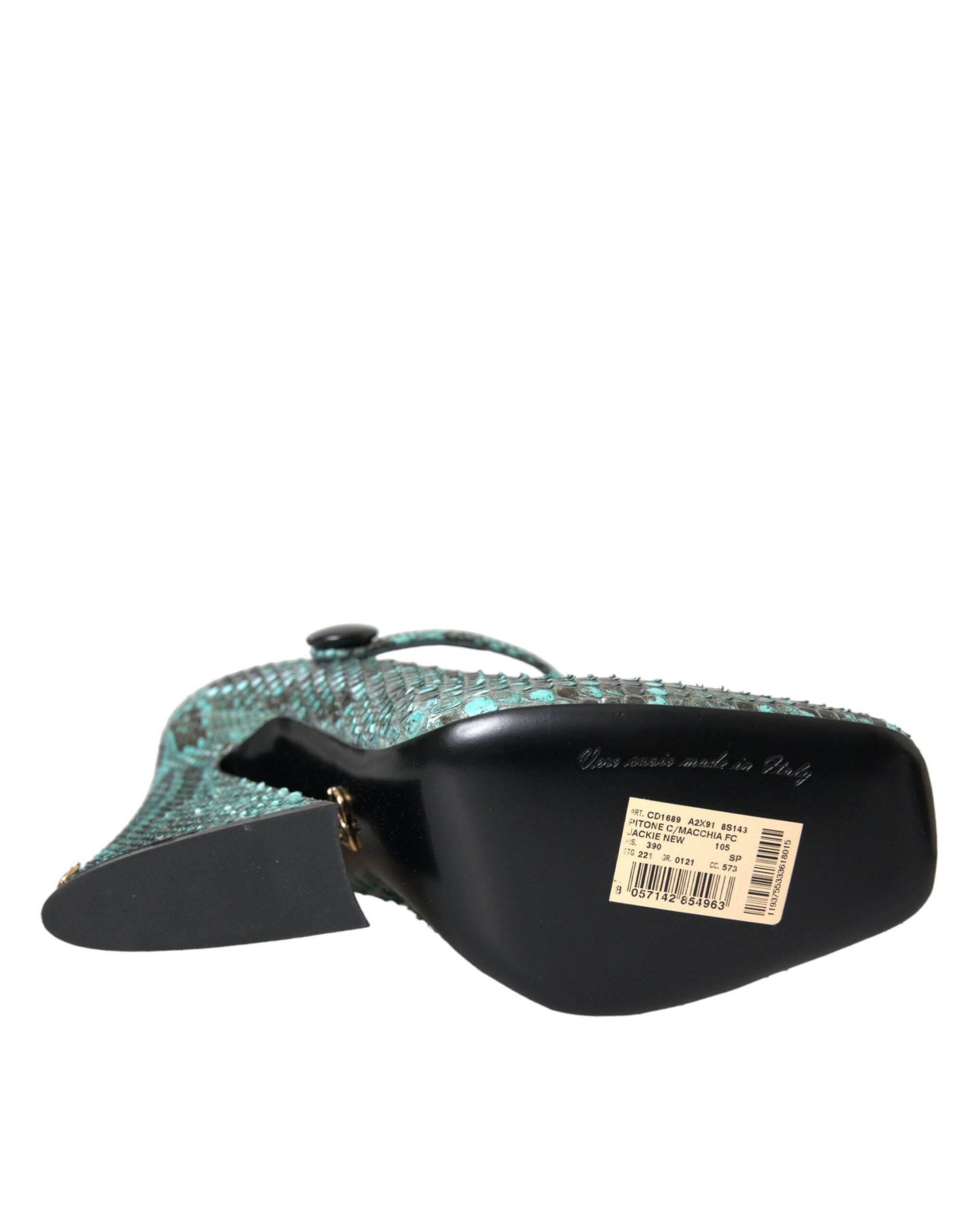 Dolce & Gabbana Aqua Python Leather Mary Jane Pumps Shoes - Hilstor